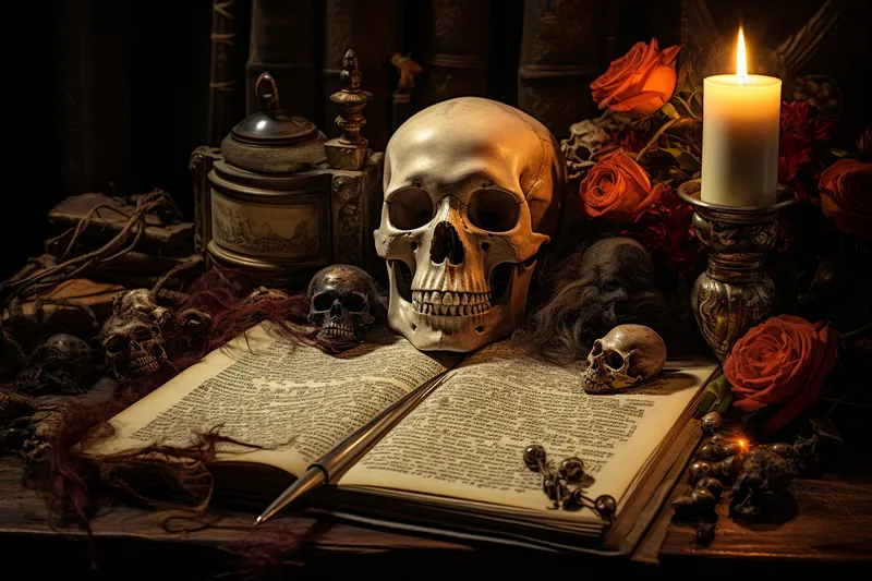 fantasy skull and book judging you for not knowing the difference between encoding and encrpytion