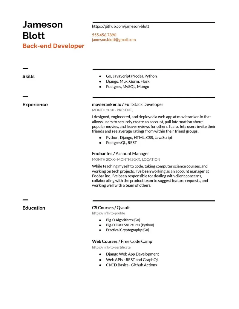 6 Computer Science Resume Examples Boot.dev