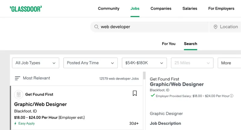 glassdoor web design salary