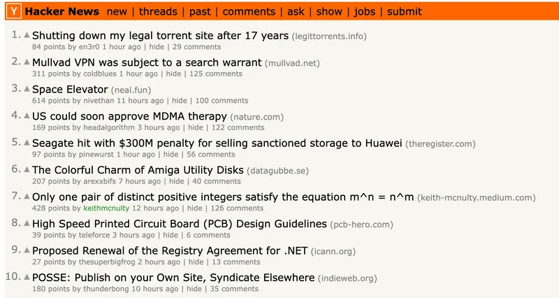 Hacker News Screenshot