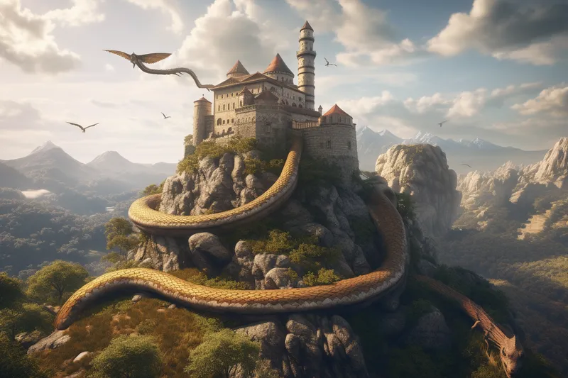 Python surrounding a castle