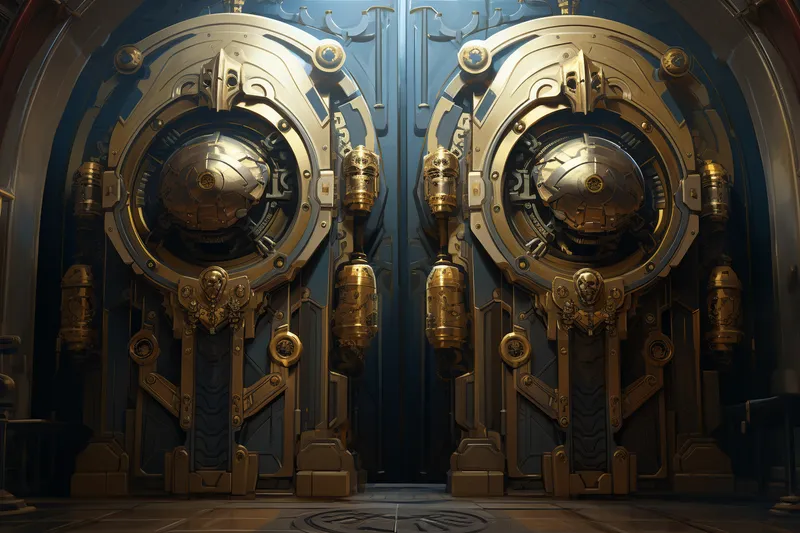 enormous locked fantasy vault doors have secured their dependencies