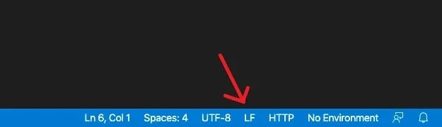 vscode crlf lf line endings switch